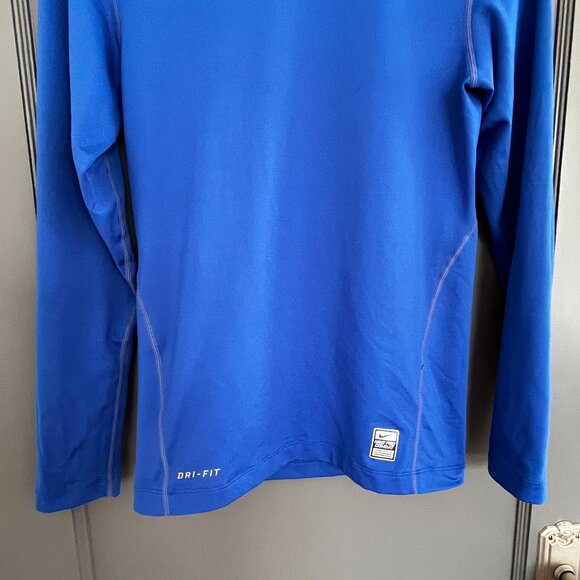 Nike Pro Combat Dri-Fit Shirt Men's Medium Blue Compression Mock Turtleneck L/S - Picture 5 of 13